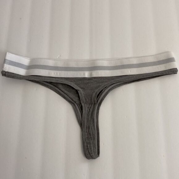 American Apparel heather gray thong in medium.  2 pack NEW $35 - Picture 2 of 4